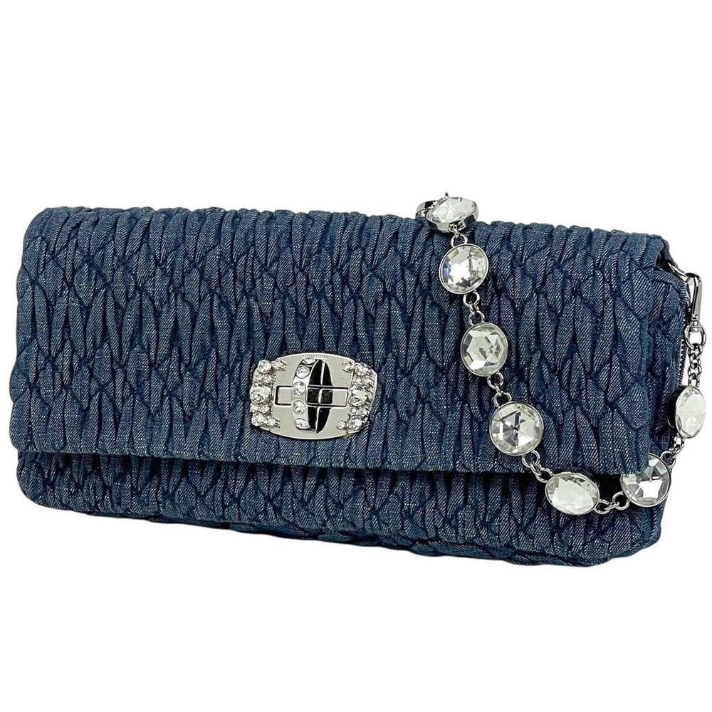 Miu Miu Shoulder Bag Canvas Blue